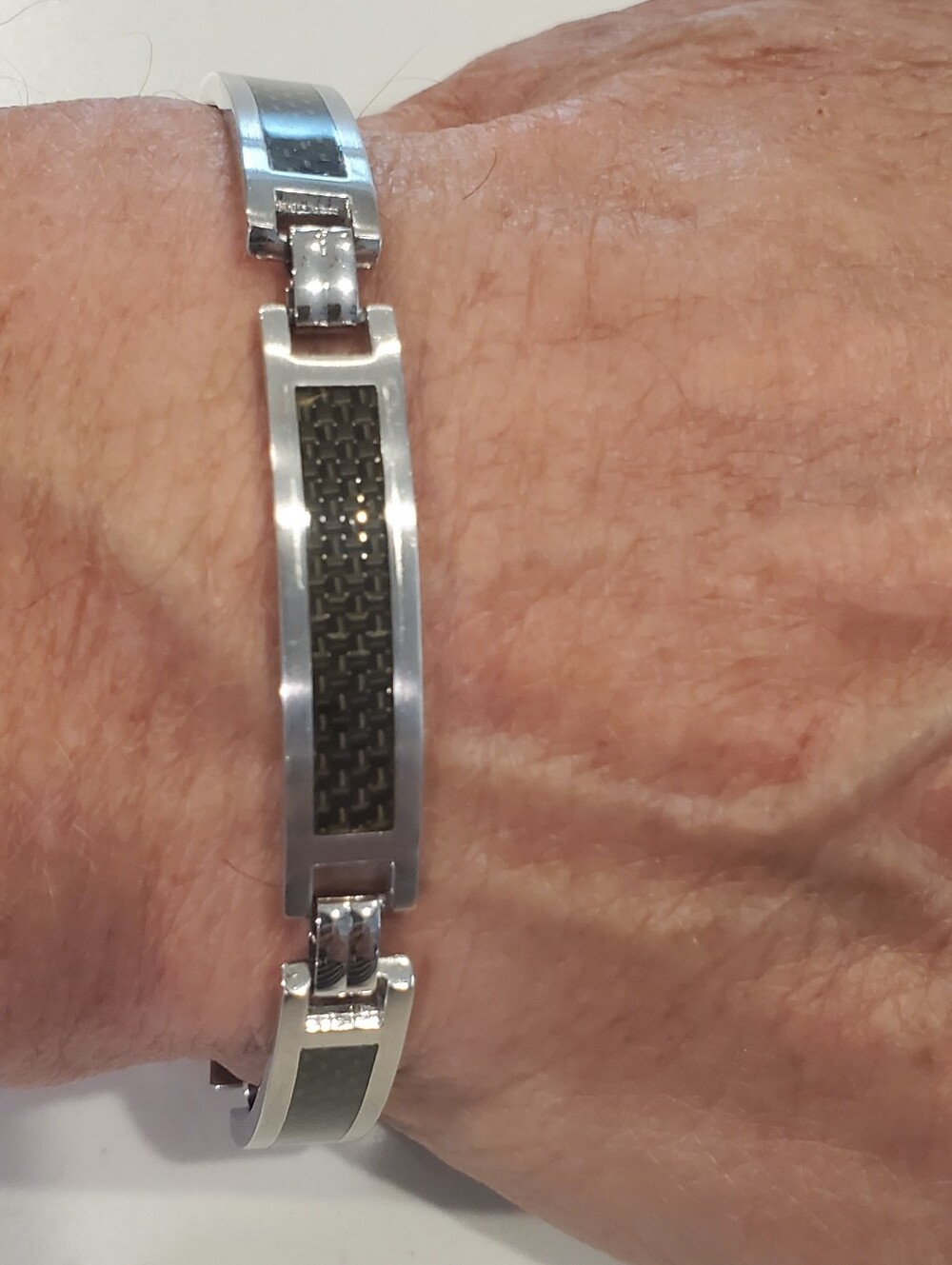 Men's Movado Bracelet, Black Carbon Fiber and Stainless Steel